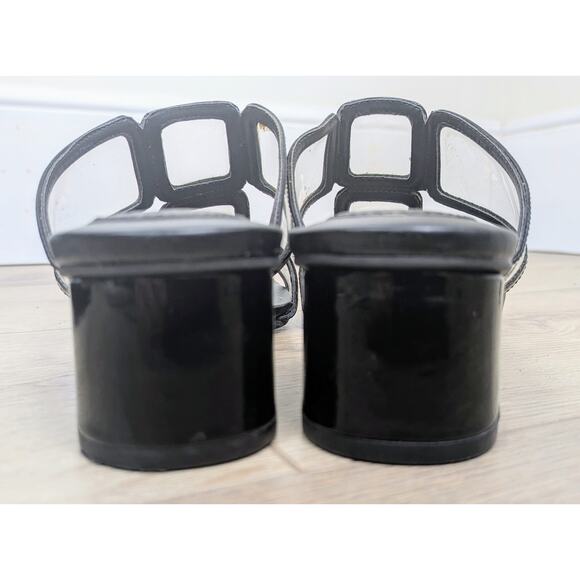 Nickels LYNX Black Windowpane Retro Mod Dressy Sandal Mule Size 8.5 - Picture 10 of 11